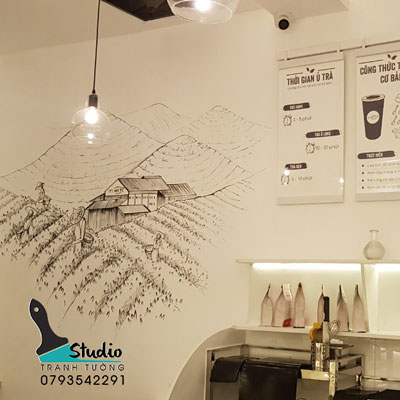 vẽ tranh tường trà sữa - quán cafe - nhà hàng