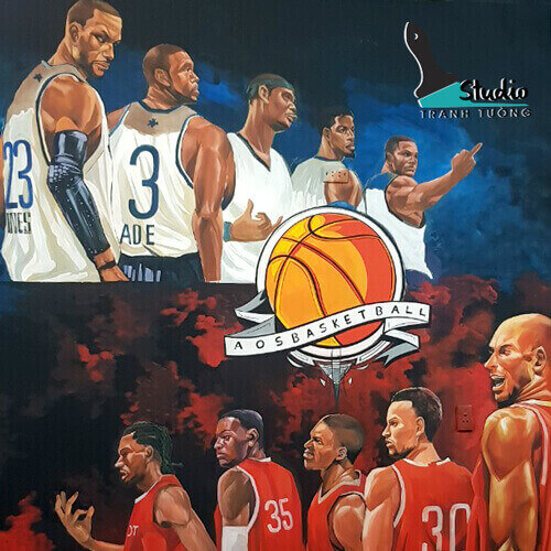 vẽ tranh tườngphòng tập bóng rổ thế thao