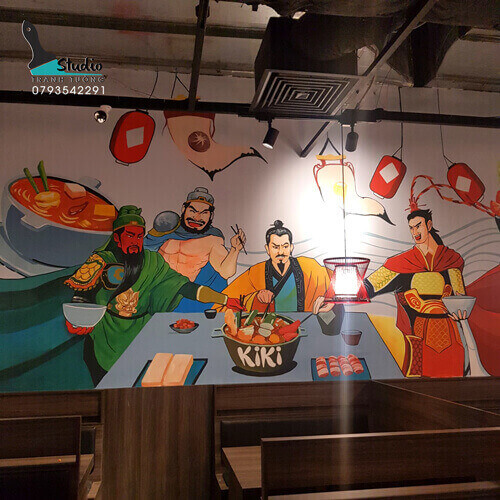 vẽ tranh tường nhà hàng lẩu kiki