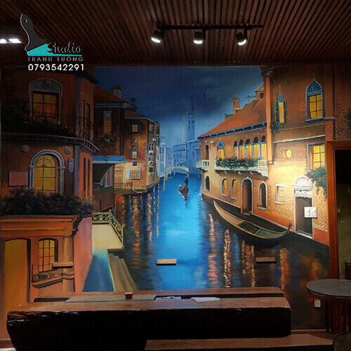 Vẽ Tranh Tường 3D tả thực nhà hàng