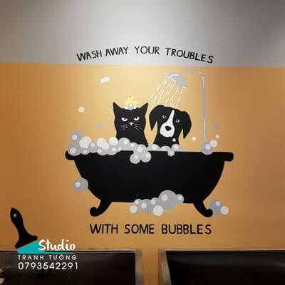 Vẽ tranh tường shop thú cưng - Pet Shop