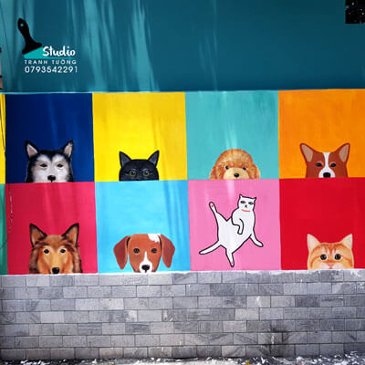 Vẽ tranh tường shop thú cưng - Pet Shop