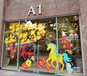 vẽ kính tết bính ngọ linh vật