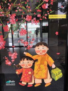 vẽ kính tết sảnh tòa nhà cao ốc chung cư dự án khu đô thị