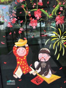 vẽ kính tết ông đồ thư pháp